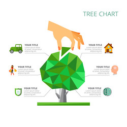 tree chart with six options slide template vector