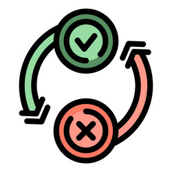 true or false cycle with checkmark and cross vector image