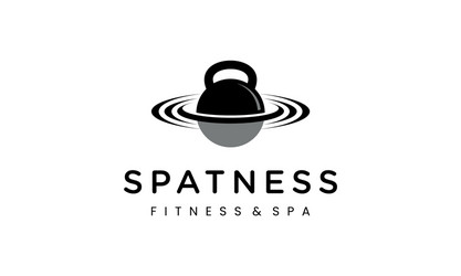 black white kettlebell dumbbell fitness logo vector image