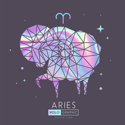 Card with astrology aries zodiac sign vector