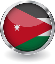 flag of jordan button with metal frame and shadow vector image