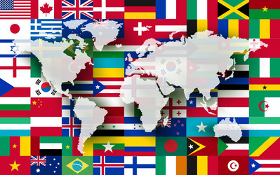 Global Map with Flag Background vector image