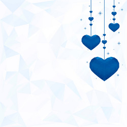 Hanging blue hearts background prism pattern vector