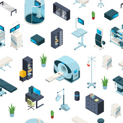 Isometric hospital icons pattern vector