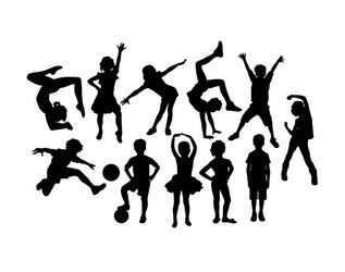Children Activity Silhouettes Vector Image