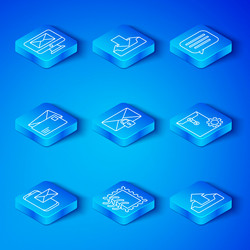 set line mobile and envelope mail message lock vector image