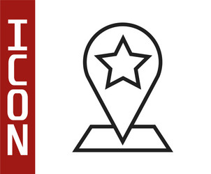 black line map pointer with star icon isolated vector image