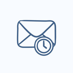 envelope mail with clock sketch icon vector image