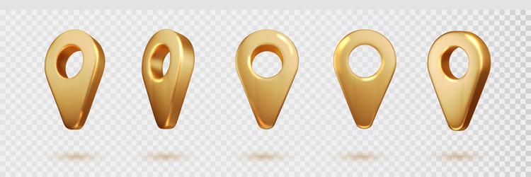 map pointer golden color isolated location pin vector image