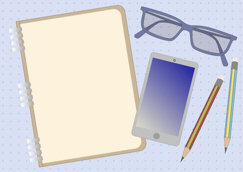notebook drawing with mobile device eyeglasses vector image