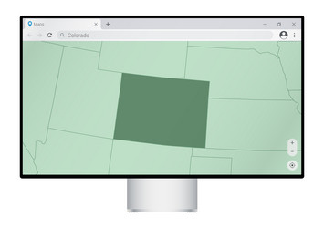 computer monitor with map of colorado in browser vector