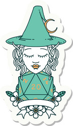 elf mage character with natural twenty dice roll vector image