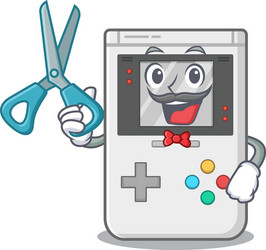 funny barber handheld game scroll cartoon vector image
