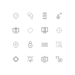 Internet security linear thin icons set outlined vector