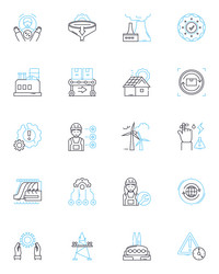 Robotic production linear icons set automation vector