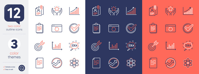 set of target audit and dot plot line icons vector image
