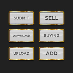 Luxury square shiny web icon button with gold vector