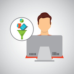 man working laptop data analytics vector image