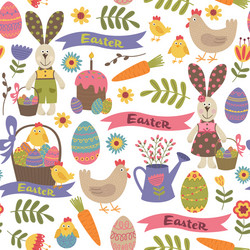 seamless pattern with easter design elements vector image