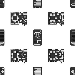 set computer api interface bot and printed vector image