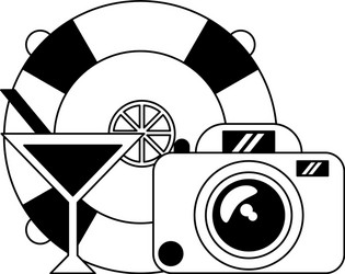 Vacations and travel black and white Royalty Free Vector