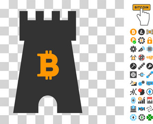 Bitcoin castle tower icon with bonus vector