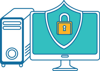 desktop computer with shield vector image