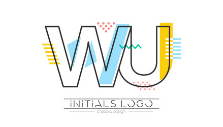 letters w and u merging of two initials vector image