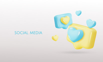 3d icon message dialog button with heart vector image