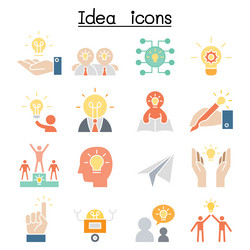 idea and creative icon set in flat color style vector image