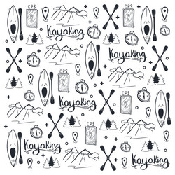 Kayaking Doodle Background Vector Image