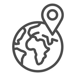 planet earth with pointer line icon delivery vector image