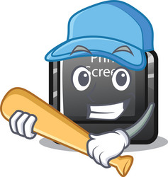 Playing baseball button print screen computer vector