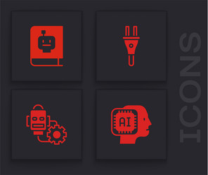 set humanoid robot user manual electric plug vector image
