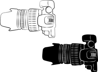 Side view white and black camera vintage icon Vector Image