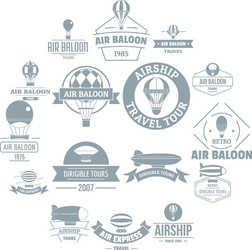 Air Balloon Icon Set - Retro Style Vector Image