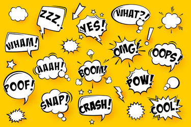 comic speech bubbles with halftone shadows vector