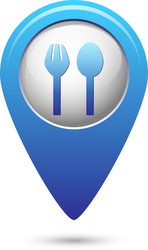 map pointer with fork and spoon icon vector