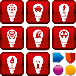 set fossil energy icons on square buttons vector image