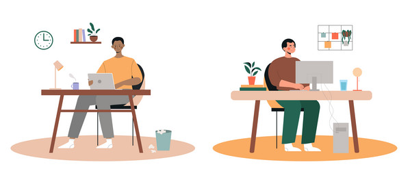 Set of freelancers vector