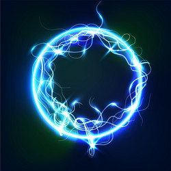 Circle lightning realistic blue background Vector Image