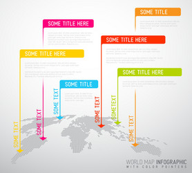 world map with pointer marks flags vector