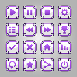 Cute square game button set interface gui vector