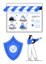 e-commerce website interface with product display vector image