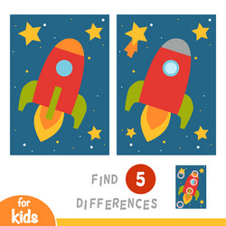 Find differences education game rocket in space vector