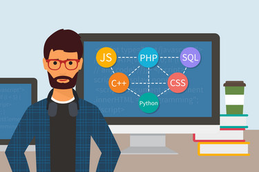 programming and coding flat vector image