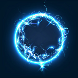 Circle lightning realistic blue background Vector Image