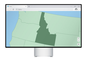 computer monitor with map of idaho in browser vector image
