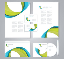 Corporate identity template with blue and green vector