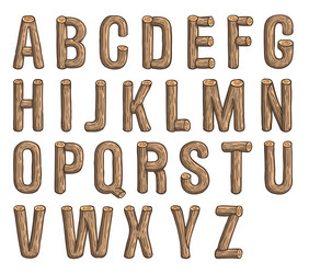 Wood tree texture font alphabet Royalty Free Vector Image